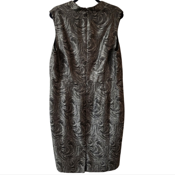 Kasper Sleeveless A Line Dress V Neck Swirl Pattern Metallic - Picture 2 of 4
